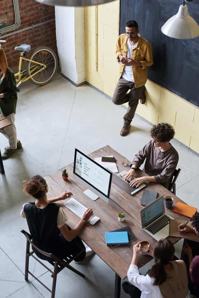 Group of people working together in a modern educational space
