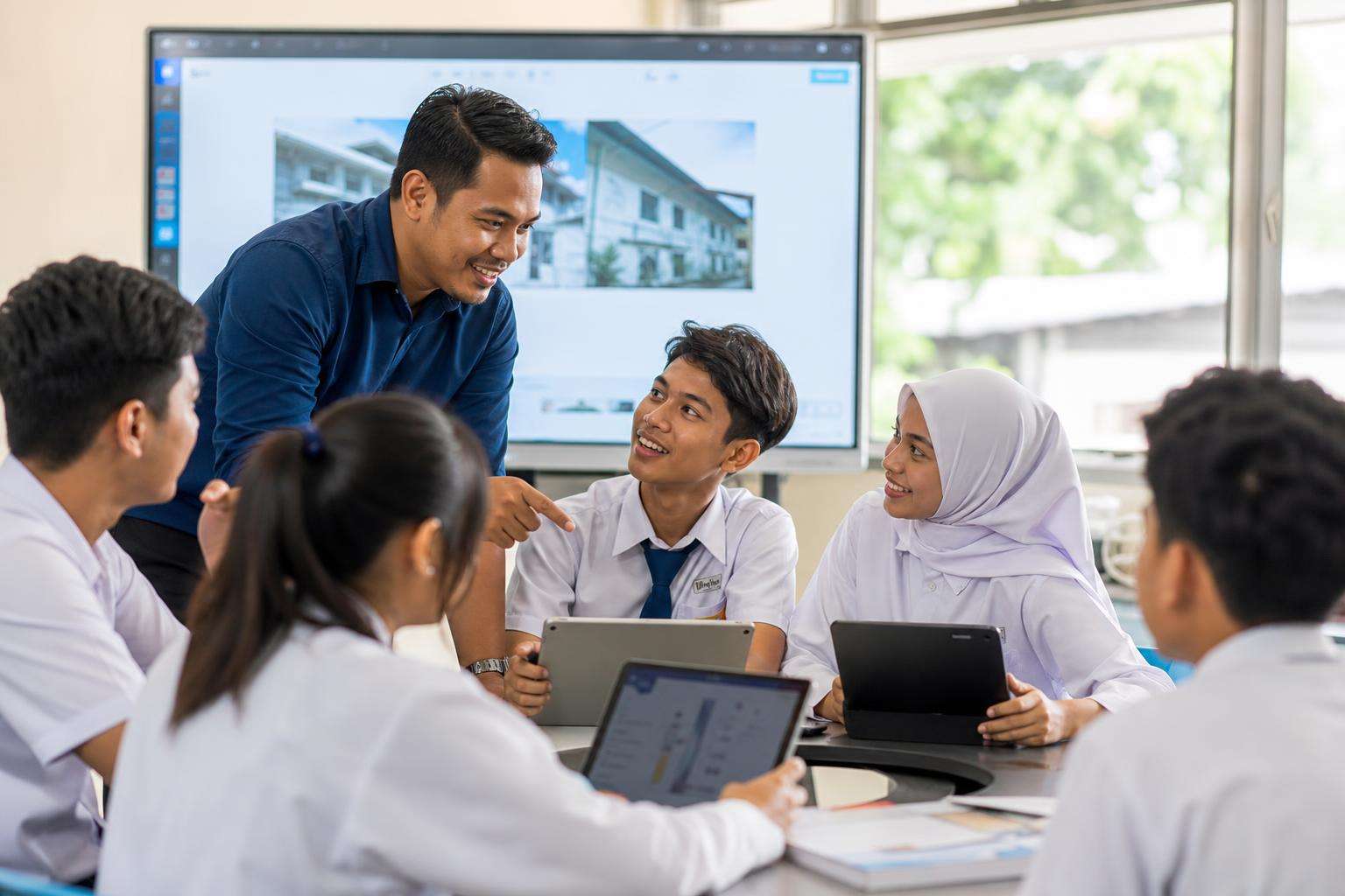 Gambar berkaitan sistem pengurusan pembelajaran yang memaparkan antara muka dan elemen pembelajaran dalam talian
